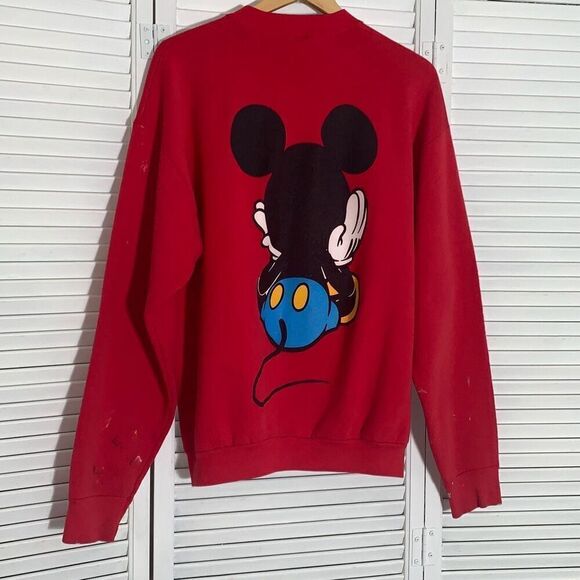Mickey & Co Mouse Double Sided Graphic Red Sweatshirt Adult Large Vintage 90s Di - Picture 11 of 16